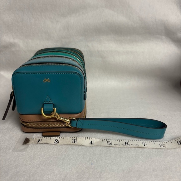 ANYA HINDMARCH Stack Wristlet Clutch Pouch Blue Green Ombre Leather - Picture 6 of 15